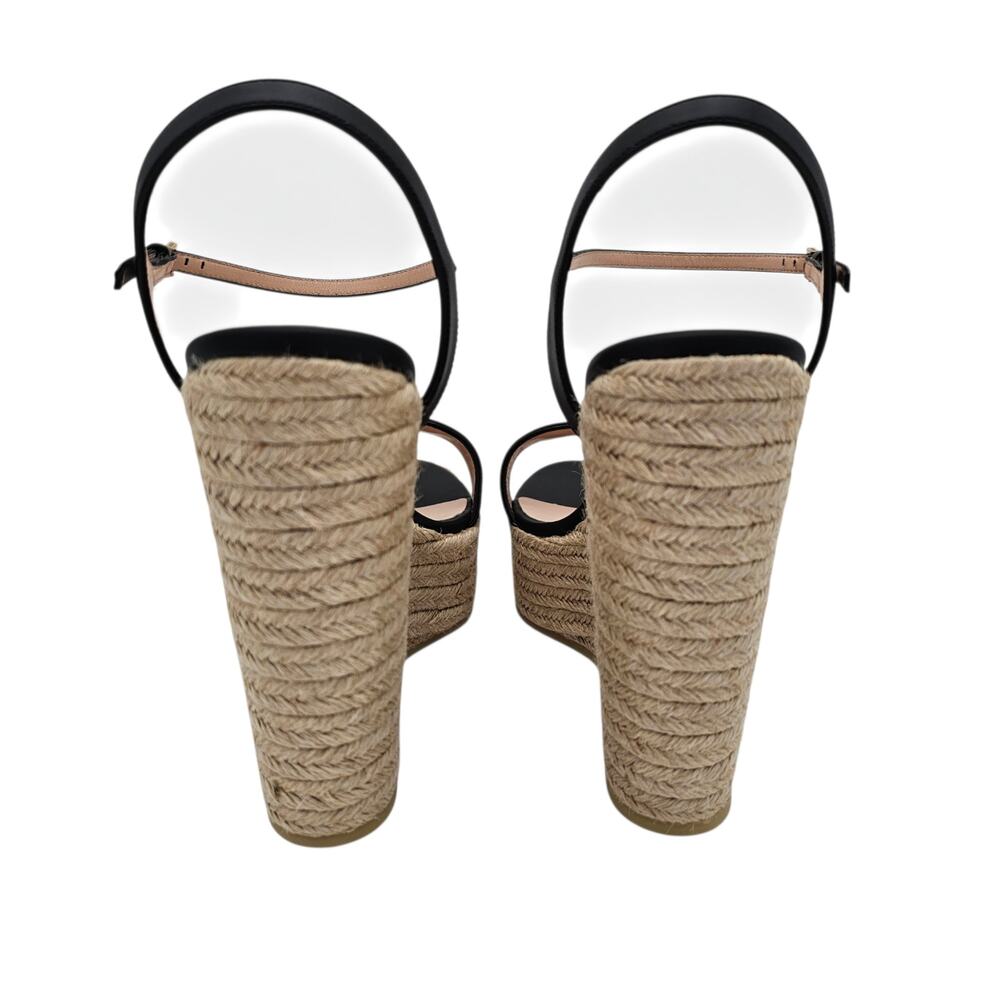 Gucci GG Marmont Aitana Platform Wedge Sandal Black Leather Size 41.5 US 11.5 - Picture 6 of 12